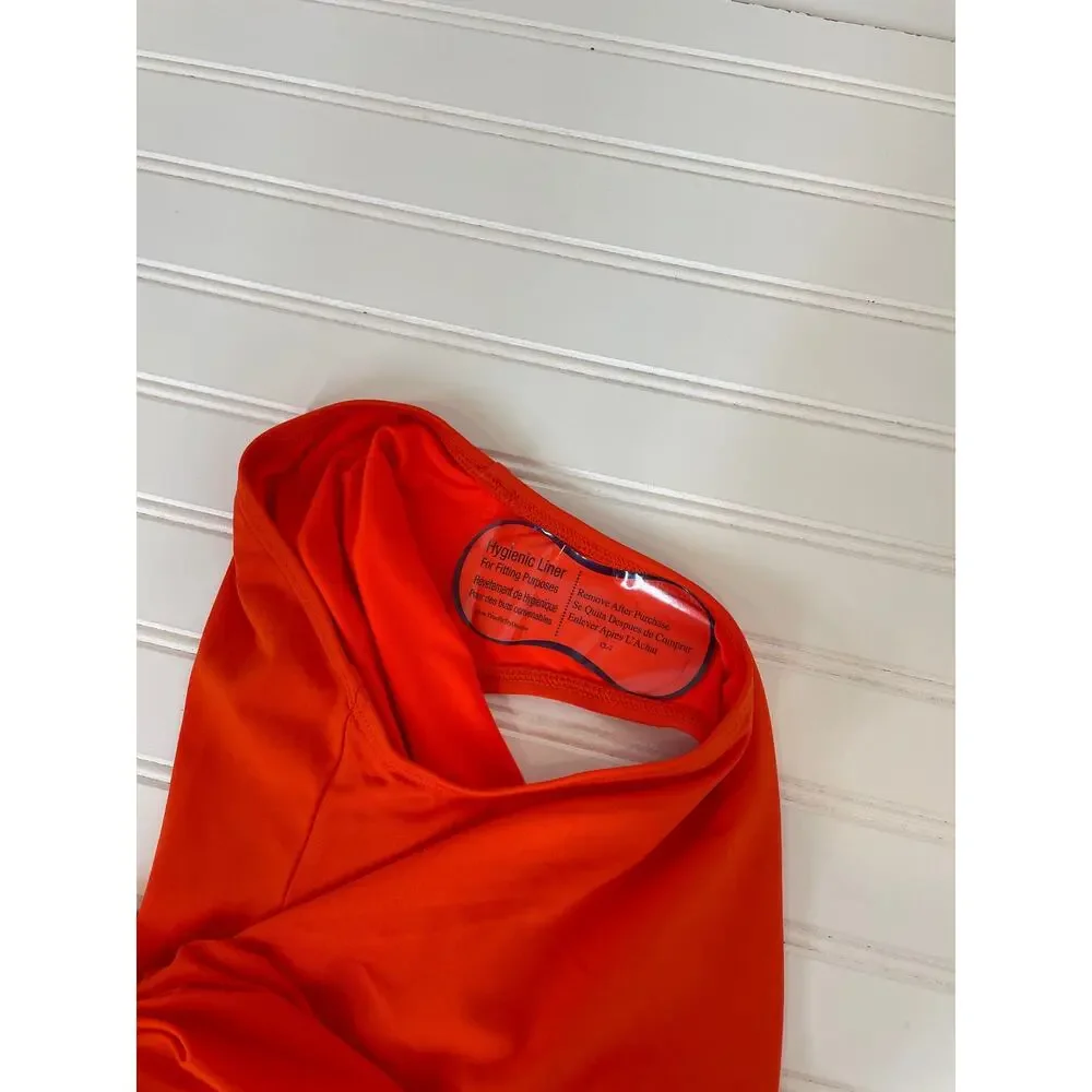 NWOT Michael Kors One Piece Bathing Suit Red Drapey High Neck Swimsuit Size XS